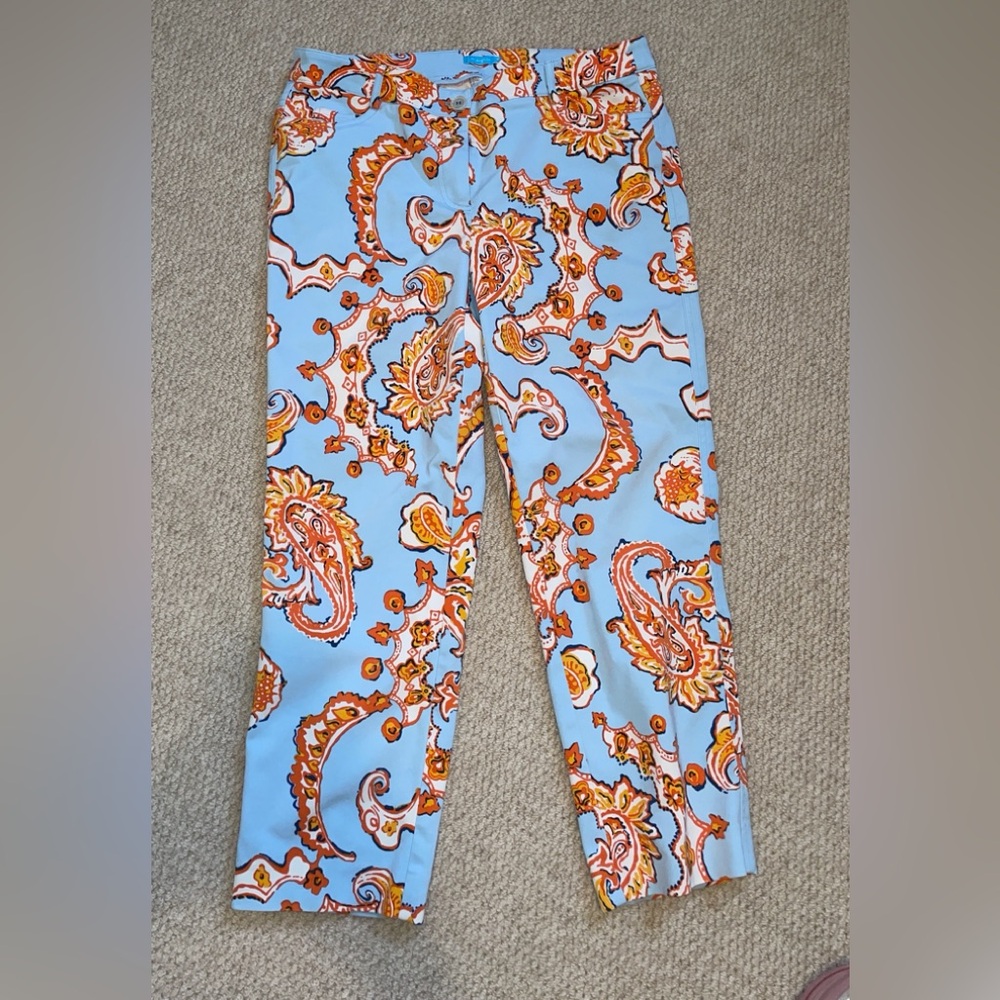 J. McLaughlin womens Chinos - Light Blue and Orange Paisley